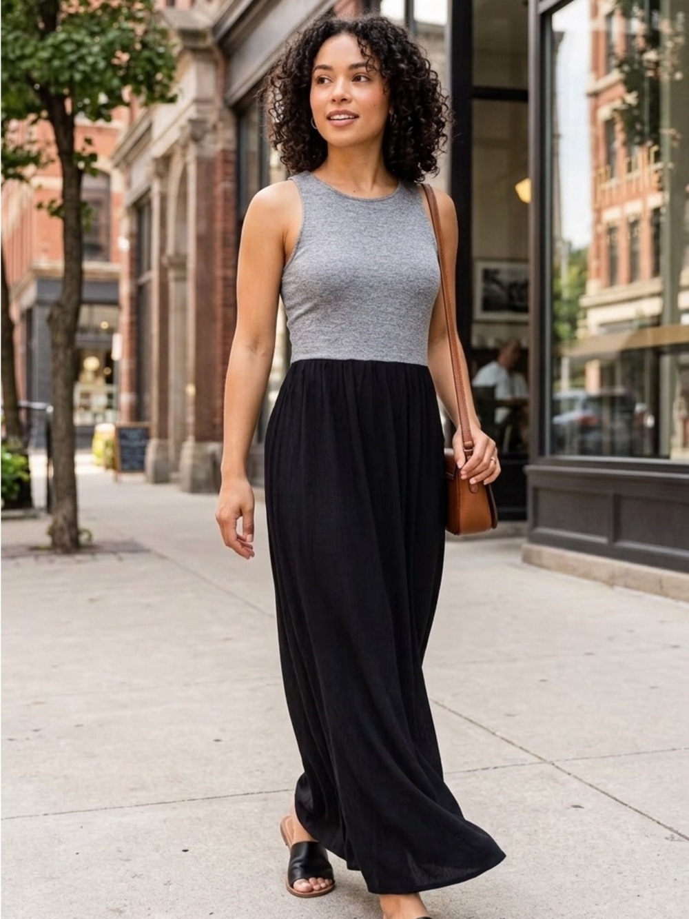 LOFT Outlet Gray & Black Colorblock Tank Maxi Dress - Size XSP